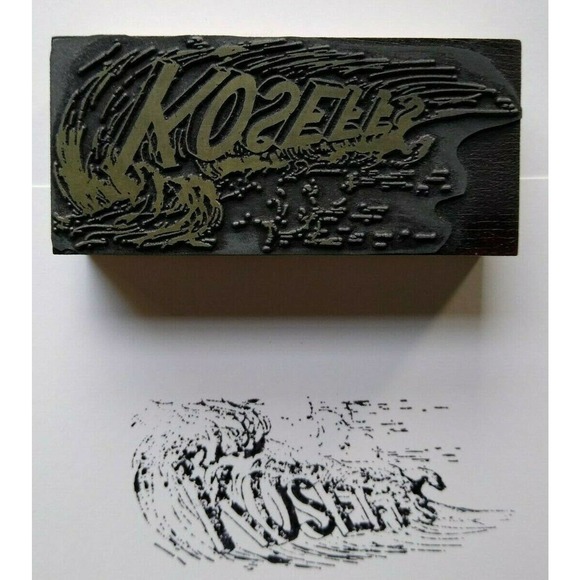 Koseff's Surf Shop Printers Block Ink Stamp Letter Press Ocean Waves Surfing - Picture 1 of 7